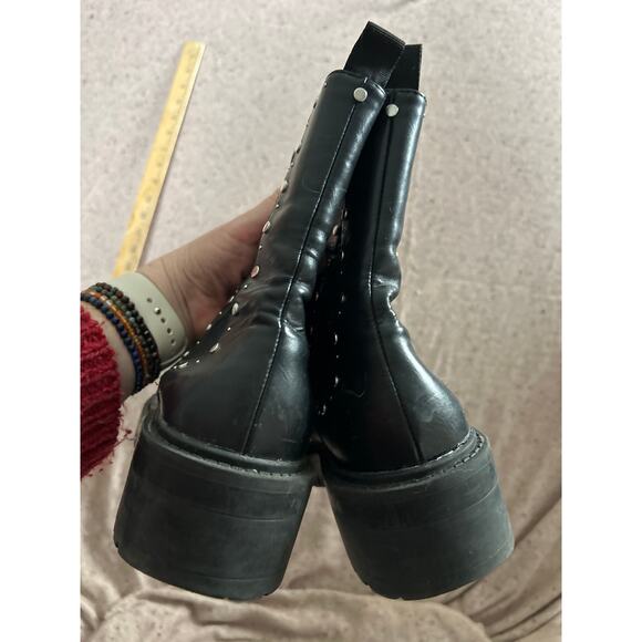 Zara Studded Chelsea Boots Black 39 Biker Combat Goth Club - Picture 3 of 5